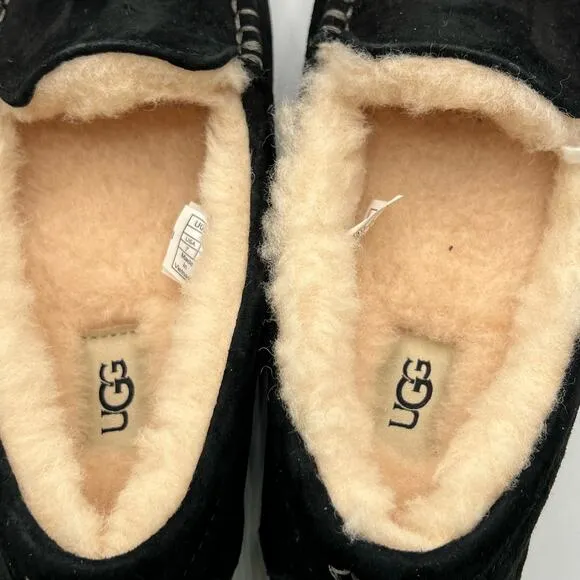 UGG Pure Womens Size 6 100% Wool Slip On Slippers House Shoes Black New