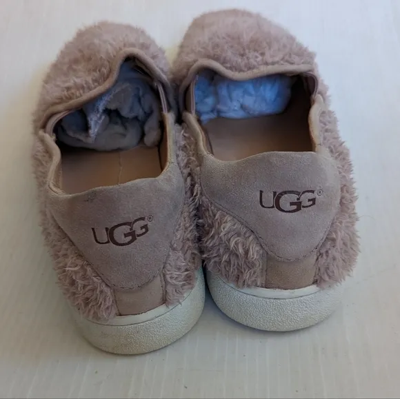 UGG Ricci Dusk Pink Faux Fur slip-on platform sneakers