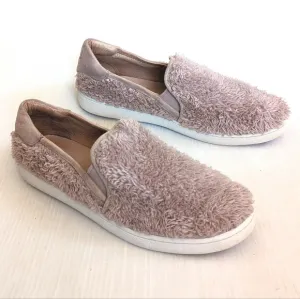 UGG Ricci Dusk Pink Faux Fur slip-on platform sneakers