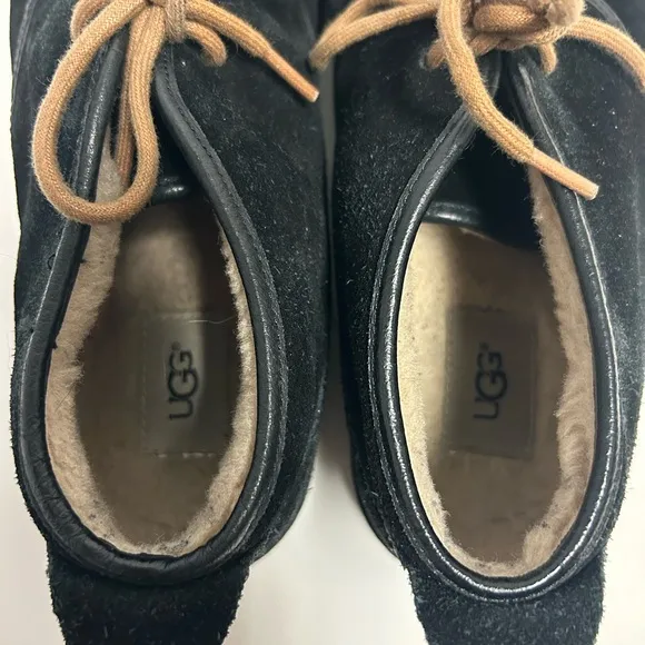 UGG Shoes Men’s Sz 10 Maksim Chukka Black Suede Sheepskin Lace Up Boots Casual
