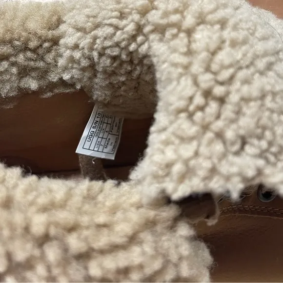 UGG Starlyn Sherling High Top Sneakers Chestnut Brown Leather Ankle Bootie