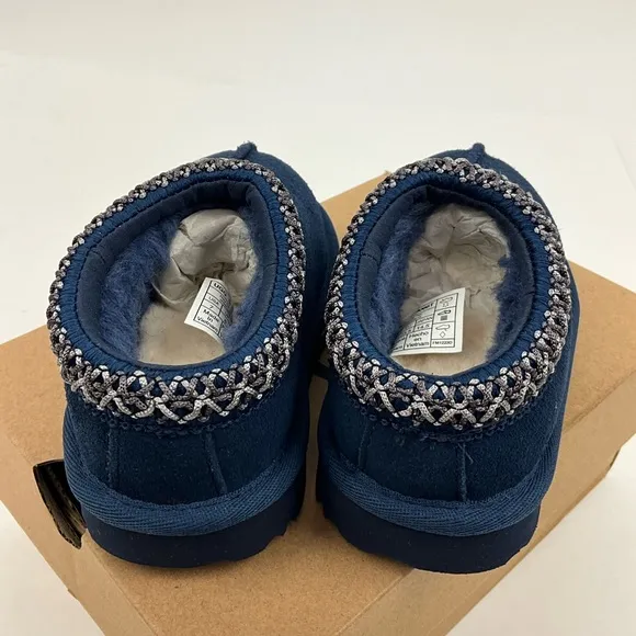 UGG Tasman II Kids Toddler Slippers Size 7 Blue Suede Shearling Slip On Shoes