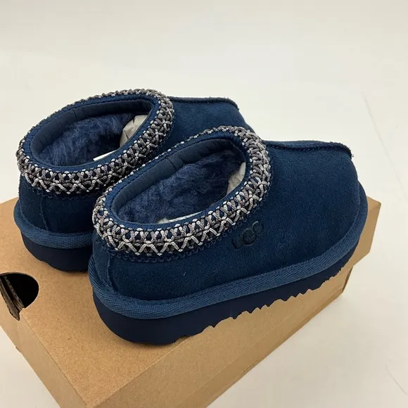 UGG Tasman II Kids Toddler Slippers Size 7 Blue Suede Shearling Slip On Shoes