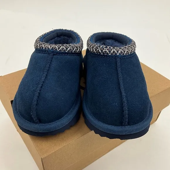 UGG Tasman II Kids Toddler Slippers Size 7 Blue Suede Shearling Slip On Shoes