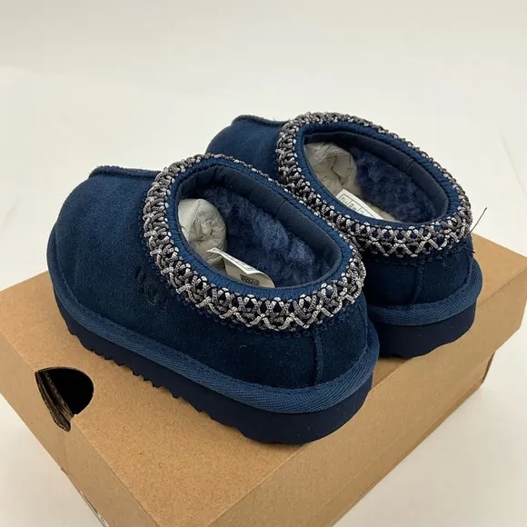 UGG Tasman II Kids Toddler Slippers Size 7 Blue Suede Shearling Slip On Shoes