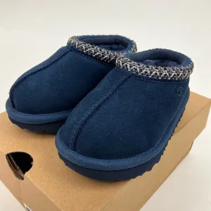 UGG Tasman II Kids Toddler Slippers Size 7 Blue Suede Shearling Slip On Shoes