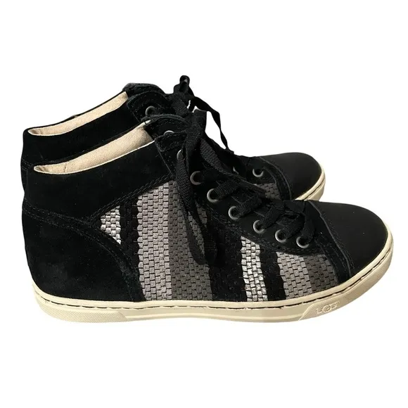 UGG Taylah Black Woven Suede High Top Sneakers Size 6.5