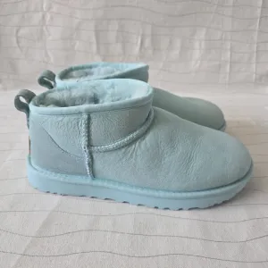 UGG Womens Classic Ultra Mini Light Blue Teal Suede Boots Shoes Size 7