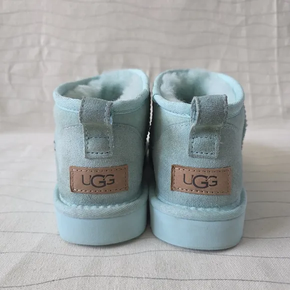 UGG Womens Classic Ultra Mini Light Blue Teal Suede Boots Shoes Size 7