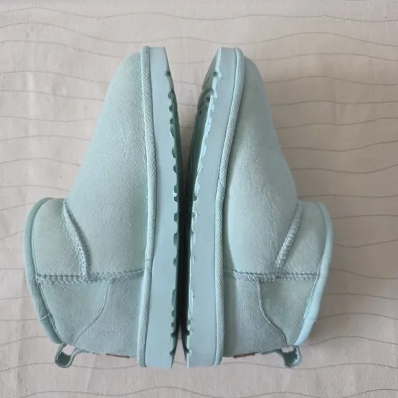 UGG Womens Classic Ultra Mini Light Blue Teal Suede Boots Shoes Size 7