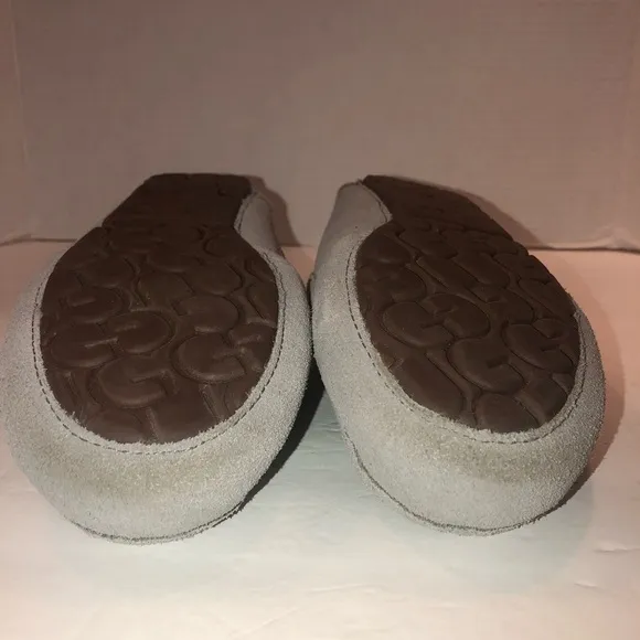 UGG Womens Grey Suede Ansley Moccasin Slippers Shoes sz 8
