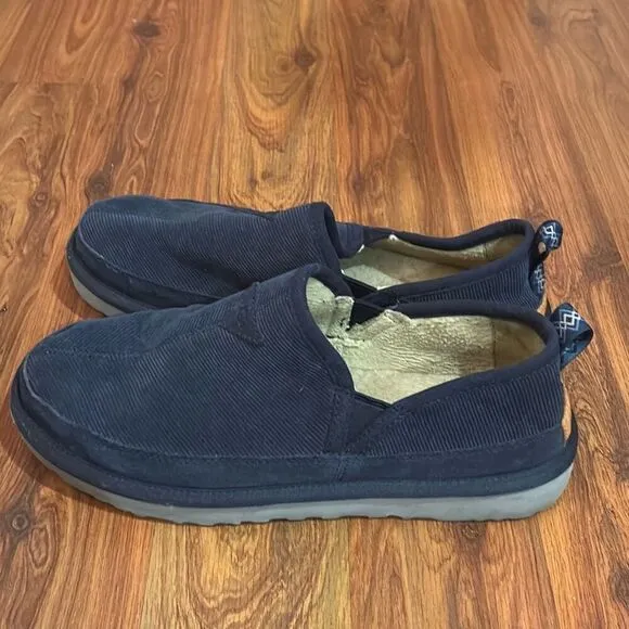 UGG Men's Romeo navy corduroy Sherpa slippers shoes size 9