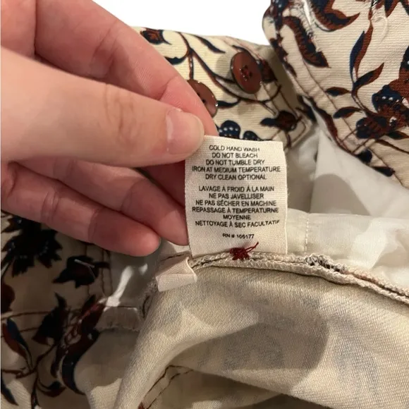 Ulla Johnson Ellis Stretch Cotton Twill Floral Button Fly High Rise Flared Jeans