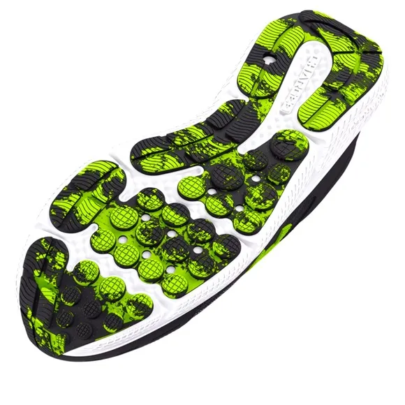 UNDER ARMOR MEN’S 10.5 UA CHARGED ASSERT 10, BLACK COLOR WITH LIME GREEN LOGO