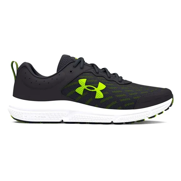 UNDER ARMOR MEN’S 10.5 UA CHARGED ASSERT 10, BLACK COLOR WITH LIME GREEN LOGO