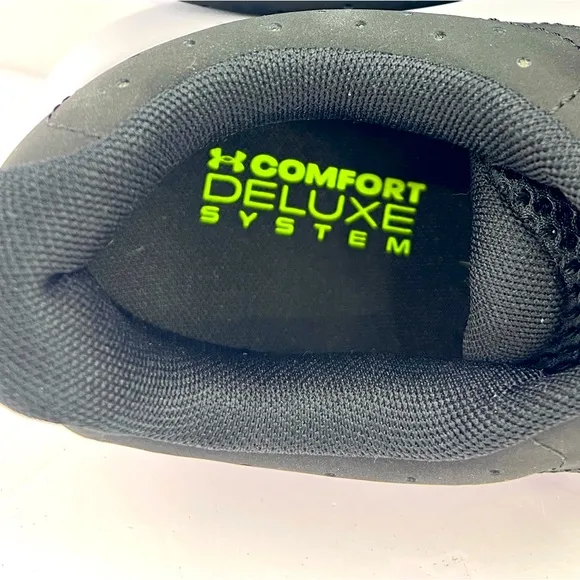 UNDER ARMOR MEN’S 10.5 UA CHARGED ASSERT 10, BLACK COLOR WITH LIME GREEN LOGO