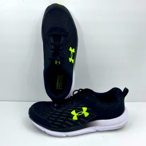 UNDER ARMOR MEN’S 10.5 UA CHARGED ASSERT 10, BLACK COLOR WITH LIME GREEN LOGO
