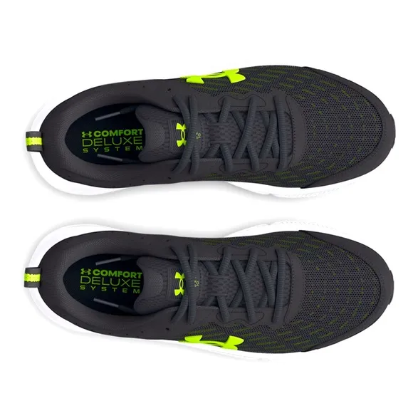 UNDER ARMOR MEN’S 10.5 UA CHARGED ASSERT 10, BLACK COLOR WITH LIME GREEN LOGO