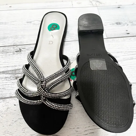 Unisa Chloe Rhinestone Slide Sandals NWOT S 8