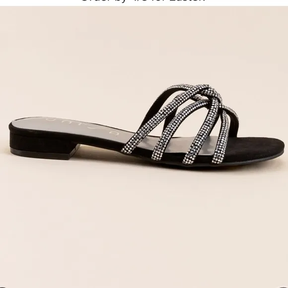 Unisa Chloe Rhinestone Slide Sandals NWOT S 8