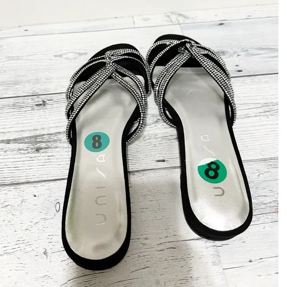Unisa Chloe Rhinestone Slide Sandals NWOT S 8