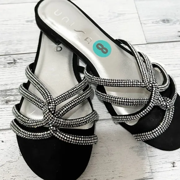 Unisa Chloe Rhinestone Slide Sandals NWOT S 8
