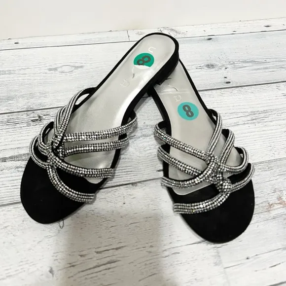 Unisa Chloe Rhinestone Slide Sandals NWOT S 8