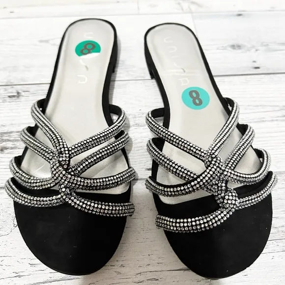 Unisa Chloe Rhinestone Slide Sandals NWOT S 8
