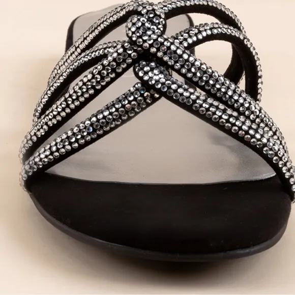 Unisa Chloe Rhinestone Slide Sandals NWOT S 8