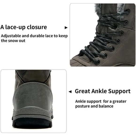 Unisex Winter Hiking Boots Waterproof Lightweight, Darkgrey