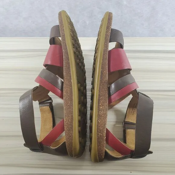 US 8.5 EU 39 Camper Shoes Fisherman Sandals Red Brown Ankle Strap Women's