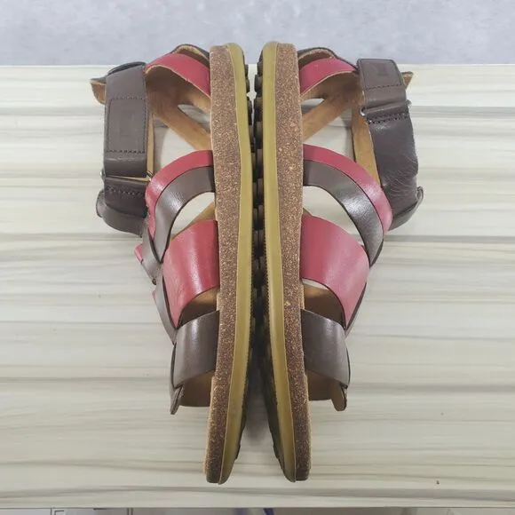 US 8.5 EU 39 Camper Shoes Fisherman Sandals Red Brown Ankle Strap Women's