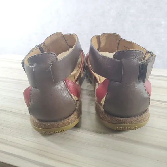 US 8.5 EU 39 Camper Shoes Fisherman Sandals Red Brown Ankle Strap Women's