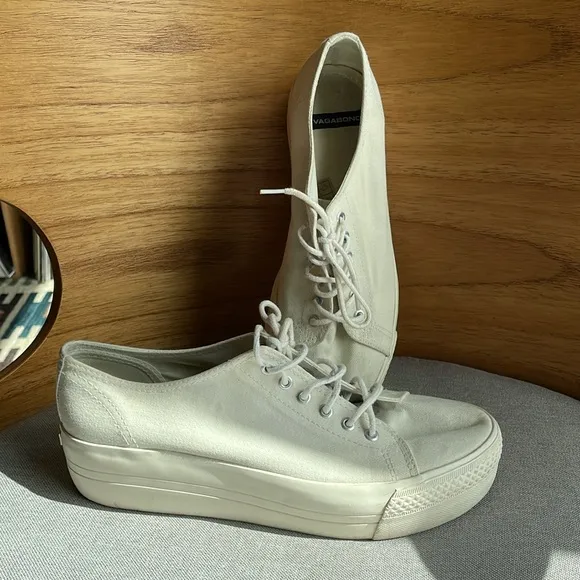 Vagabond Teddie White Canvas Platform Sneakers