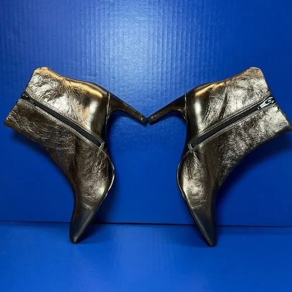 Vagabond Whitney Bronze Metallic Leather Point Toe Ankle Boots US8/EU39