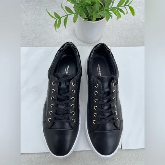 VAGABOND ZOE PLATFORM SNEAKERS BLACK LEATHER size 39 New
