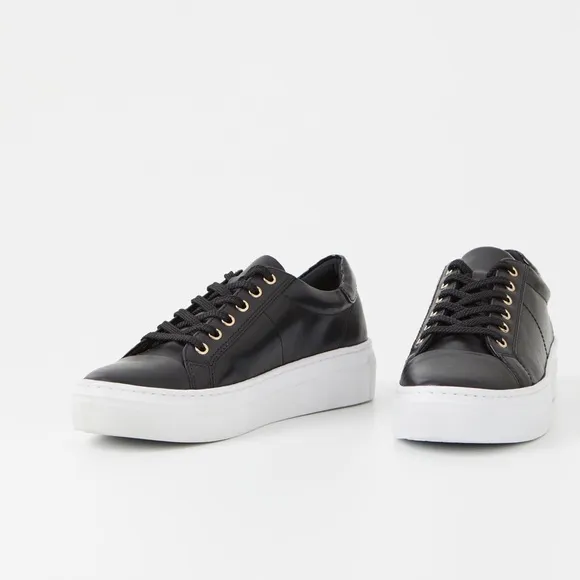 VAGABOND ZOE PLATFORM SNEAKERS BLACK LEATHER size 39 New