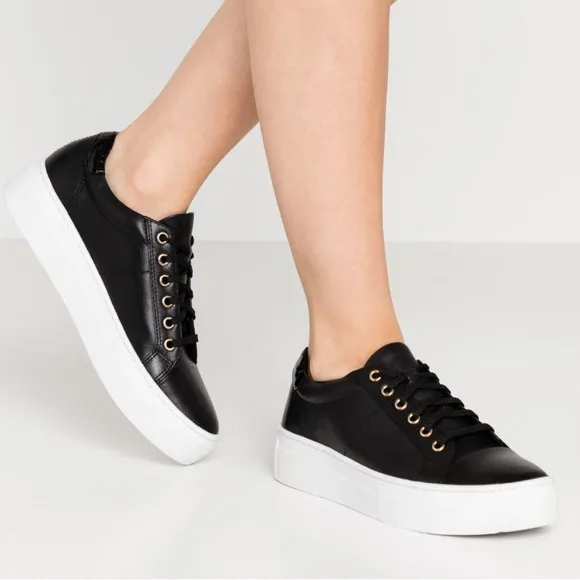 VAGABOND ZOE PLATFORM SNEAKERS BLACK LEATHER size 39 New