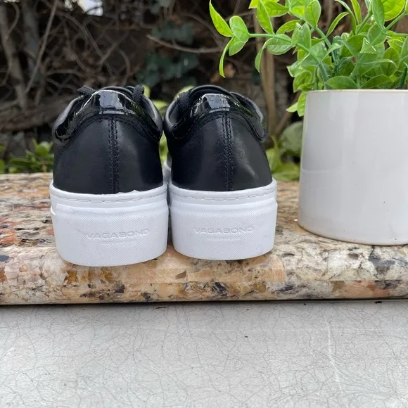 VAGABOND ZOE PLATFORM SNEAKERS BLACK LEATHER size 39 New