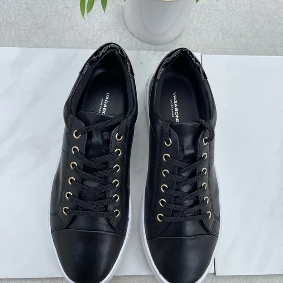 VAGABOND ZOE PLATFORM SNEAKERS BLACK LEATHER size 39 New