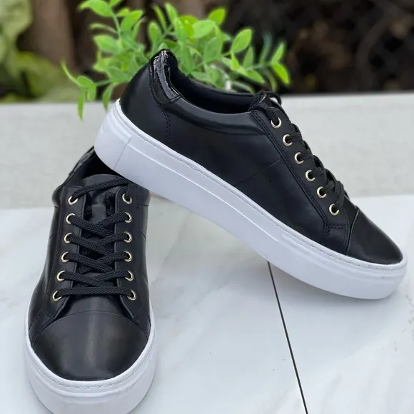 VAGABOND ZOE PLATFORM SNEAKERS BLACK LEATHER size 39 New