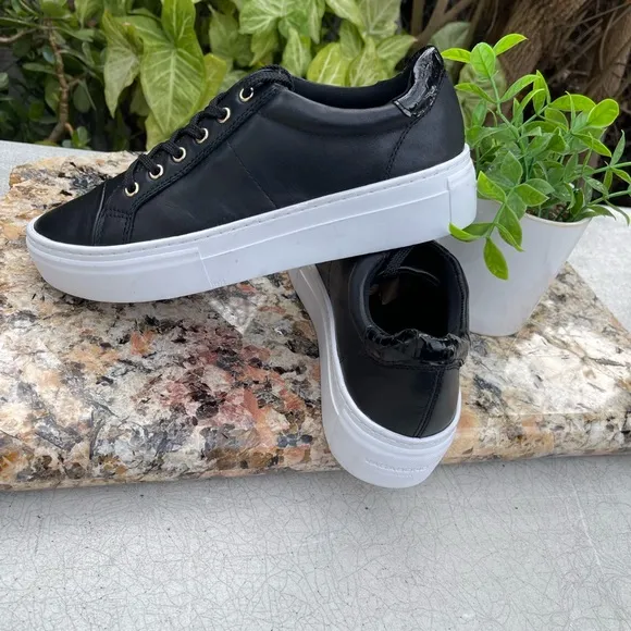 VAGABOND ZOE PLATFORM SNEAKERS BLACK LEATHER size 39 New
