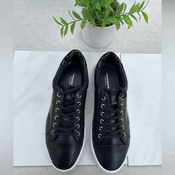 VAGABOND ZOE PLATFORM SNEAKERS BLACK LEATHER size 39 New