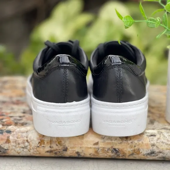 VAGABOND ZOE PLATFORM SNEAKERS BLACK LEATHER size 39 New