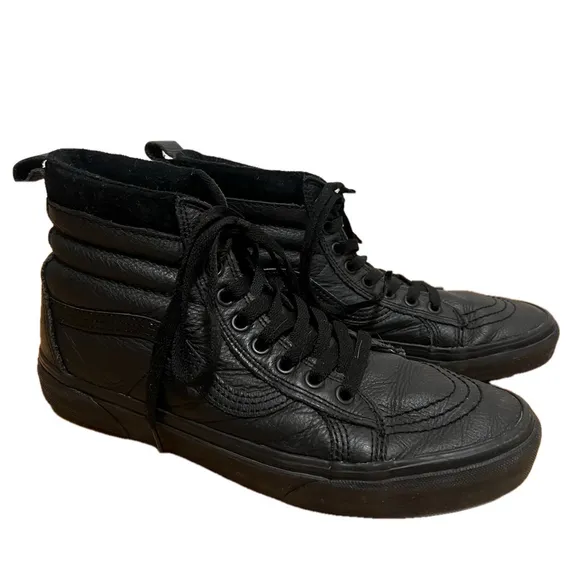 Vans All Black Leather Sk8-Hi MTE High Top Sneakers Men’s Size 9