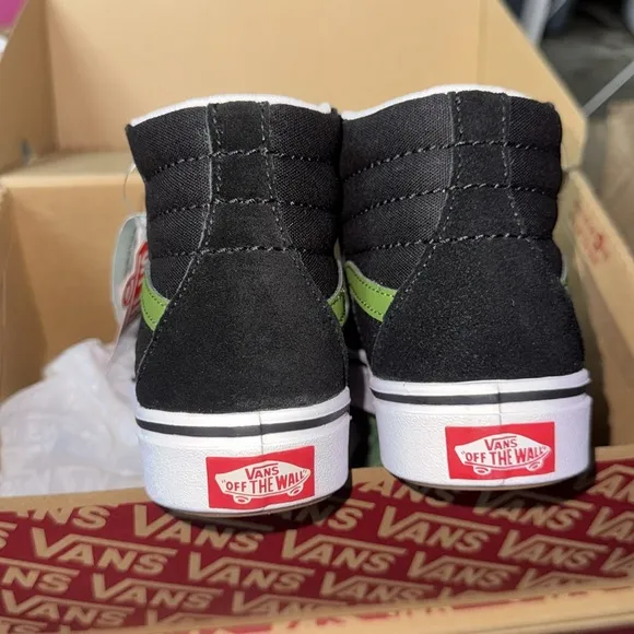 Vans Black and Green High-Top Sneakers