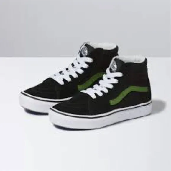 Vans Black and Green High-Top Sneakers