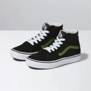 Vans Black and Green High-Top Sneakers
