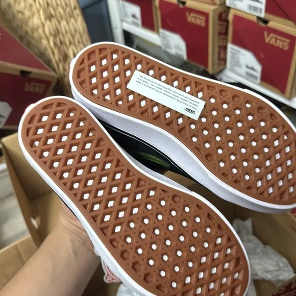 Vans Black and Green High-Top Sneakers