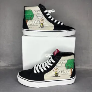 Vans Black and White Canvas High-Top Sneakers Size 7